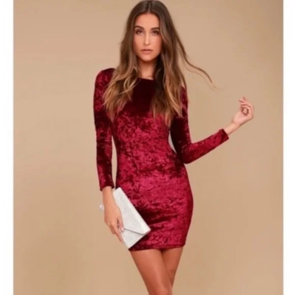 Lulus | Dresses | Lulus Raspberry Red True Story Crushed Velvet Bodycon  Dress Xl | Poshmark